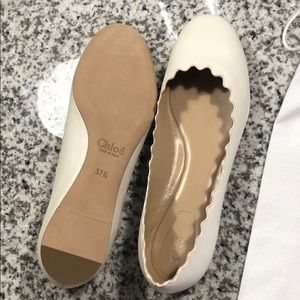 Chloe Ballet Flats, us7/EU 37.5, white, NWT